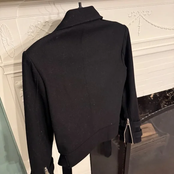 L'Agence NWT Wool Long Sleeves Black Biker Jacket Size L - Picture 3 of 3